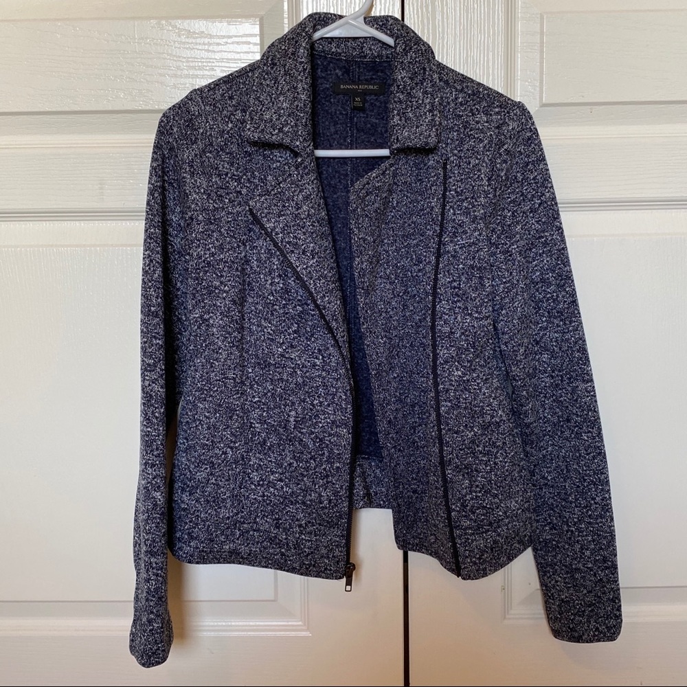Marled Navy Sweater Blazer - Banana Republic